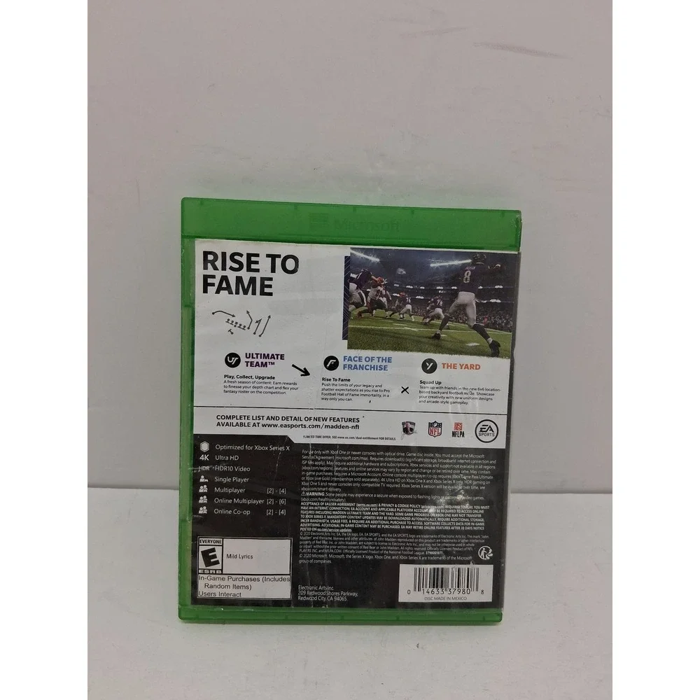 Madden NFL 21 Xbox One Xbox Series X EA Sports Football Game Disc Lamar Jackson